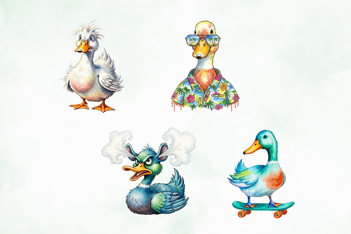 Quirky Duck Sublimation Clipart, an Illustration by Creative Art (Photo 8 of 9)