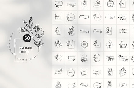 50 Premade botanical logos
