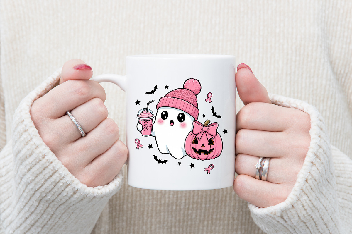 Spooky Ghost Breast Cancer Halloween, an Illustration by designcity5 (Photo 3 of 8)