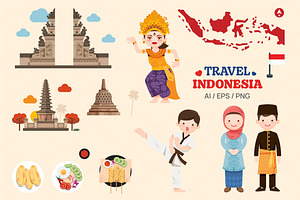 Travel Indonesia elements.