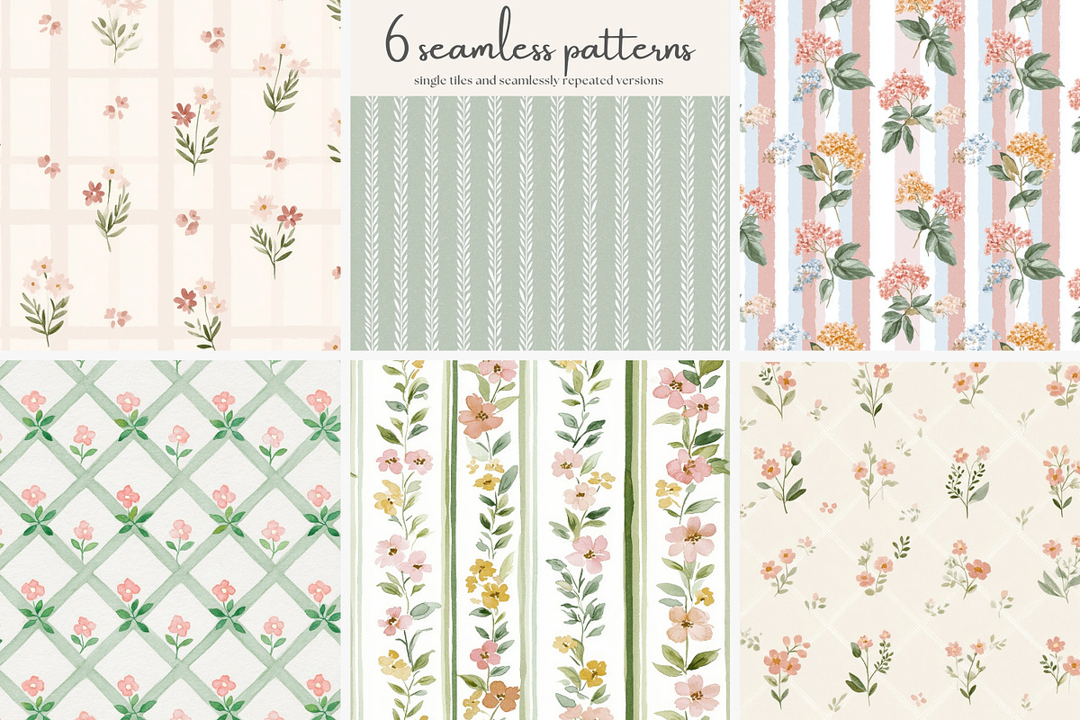 pastel floral seamless patterns set, a Pattern Graphic by Patishop Art (Photo 3 of 9)