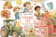 Watercolor Village Gardening Clipart, an Object Illustration by TatiMockup (Thumbnail 1 of 7)