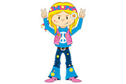 Cute Cartoon Hippie Girl, a Person Illustration by Mark Murphy Creative (Thumbnail 1 of 2)