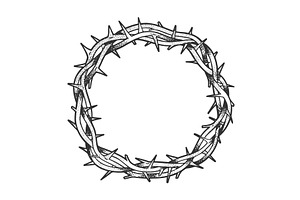 Crown of thorns sketch vector, an Object Illustration by AlexArt