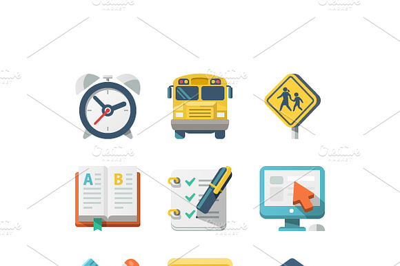 School And Education Flat Icons