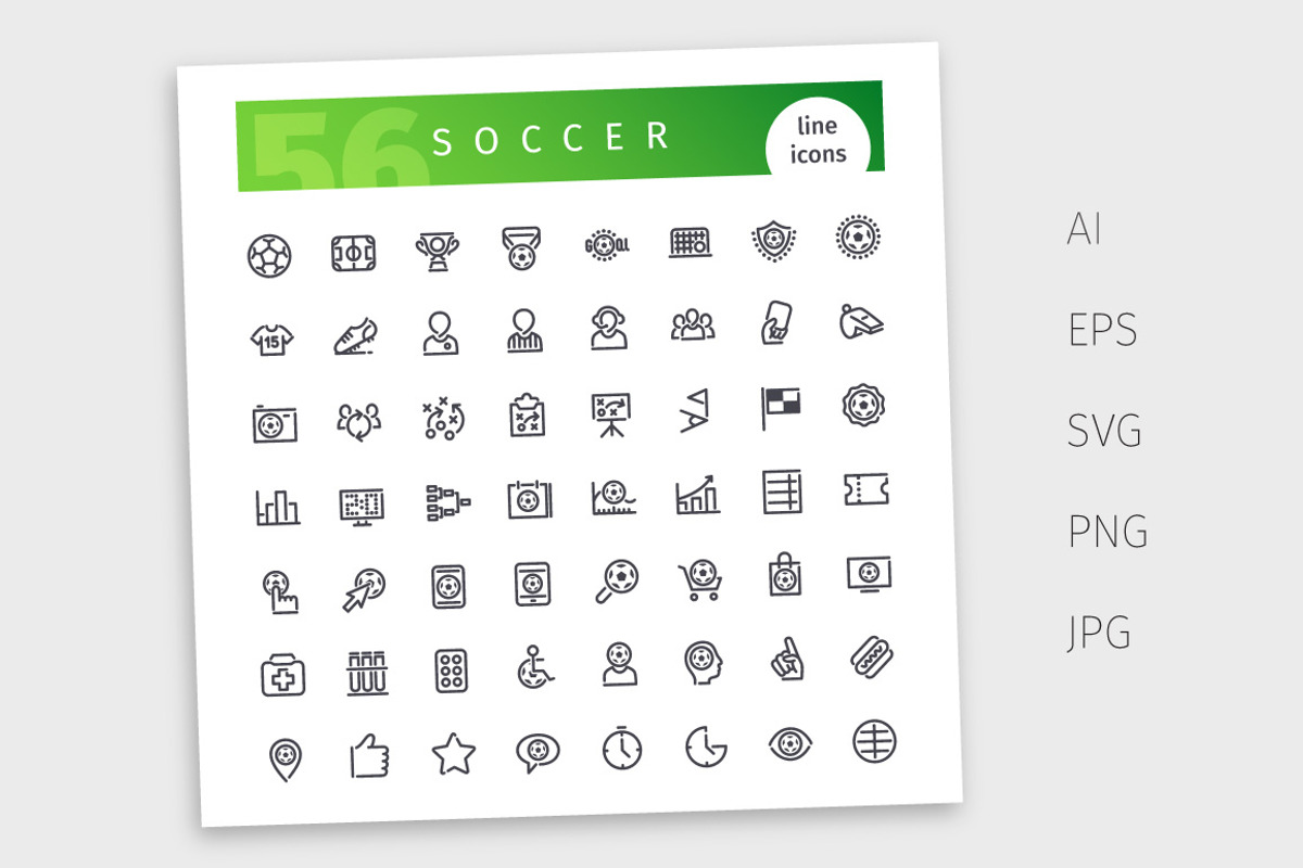 Soccer Line Icons Set, an Outline Icon by Voysla's Shop (Photo 4 of 4)
