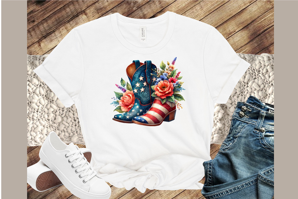 Watercolor 4th of July Cowboy Boot C, an Illustration by Sublimation Artist (Photo 4 of 6)