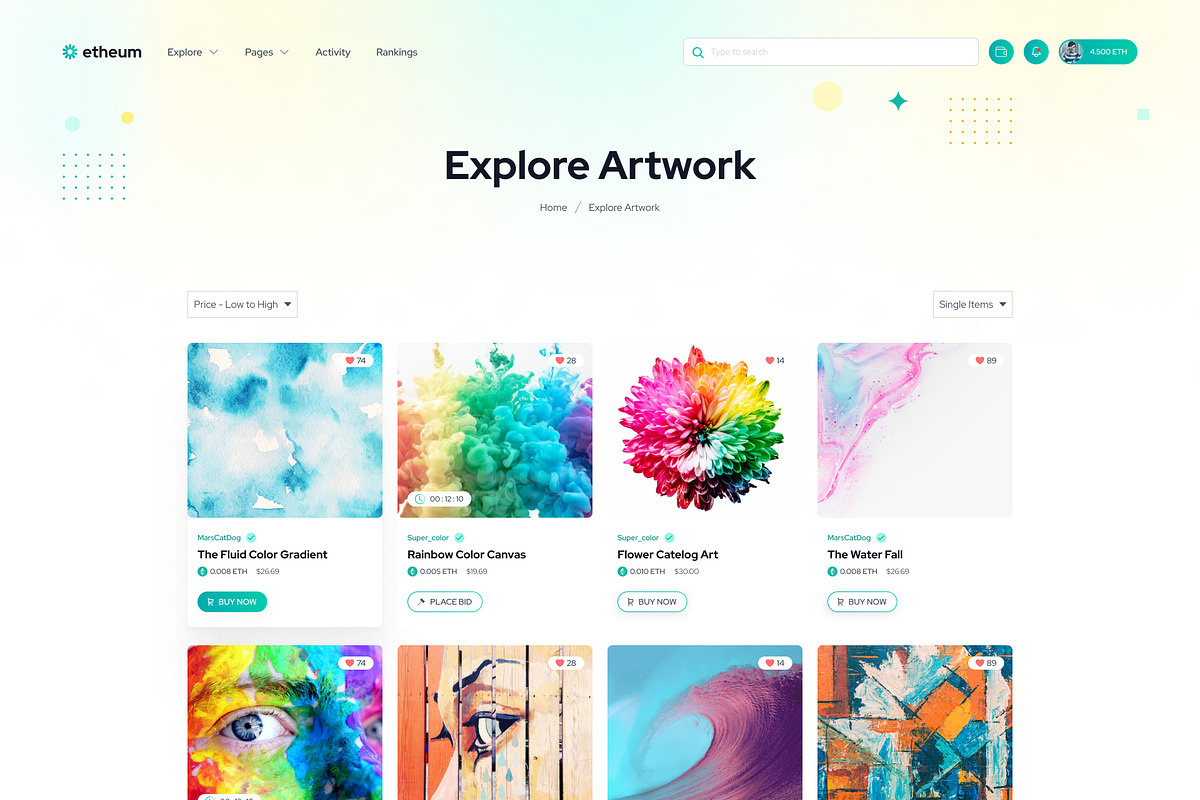 Etheum - NFT Marketplace Figma UI, an UI Kit Template by Themeix (Photo 4 of 28)