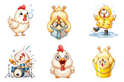 Funny Chicken Clipart, an Illustration by Watercolor design (Thumbnail 2 of 4)