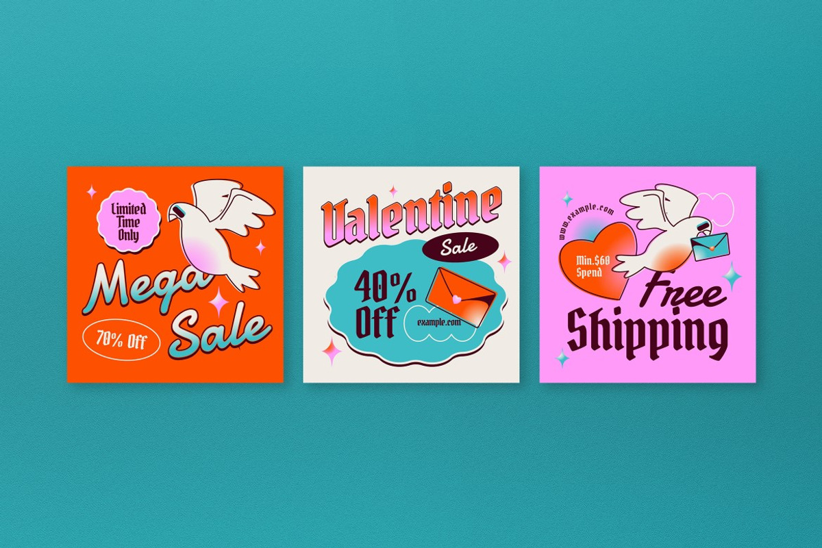 Pink Quirky Valentine Sale Banner, an UI Kit Template by graphicook (Photo 4 of 4)