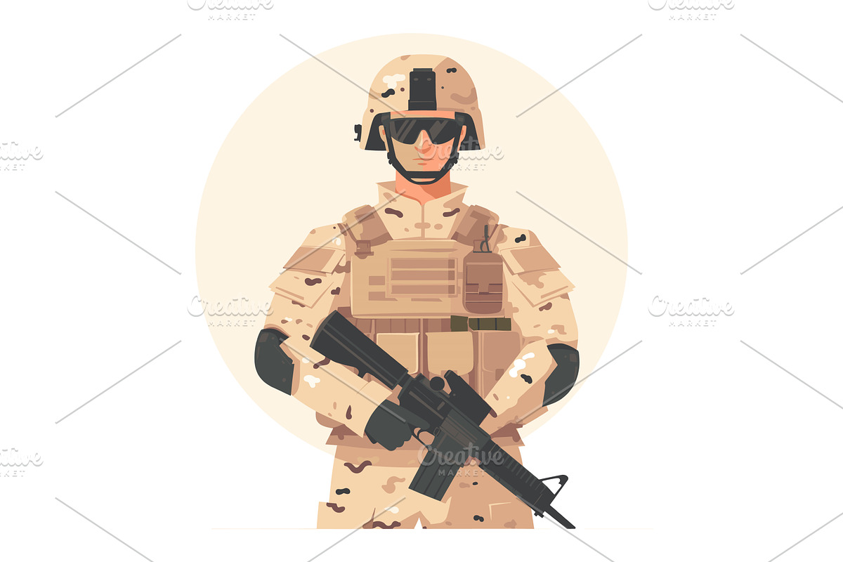 Male soldier in camouflage uniform, a Person Illustration by Vectorstockersland