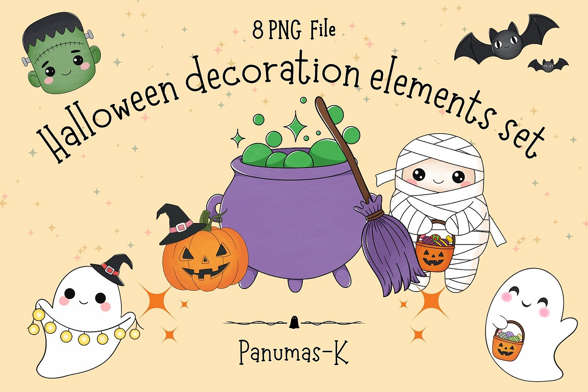 Halloween decoration elements set, a Graphic by PKshop (Photo 3 of 3)