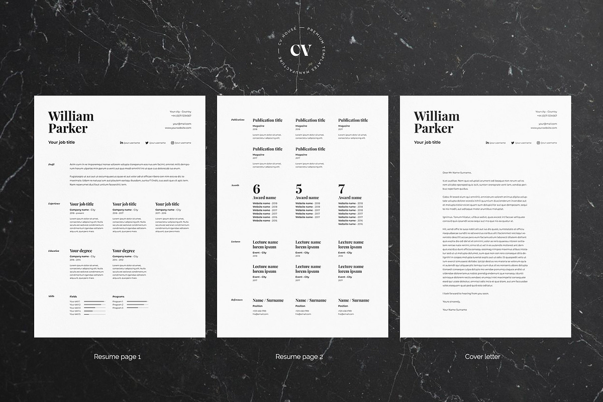 William | CV / resume template, a Resume Template by CV house (Photo 3 of 8)