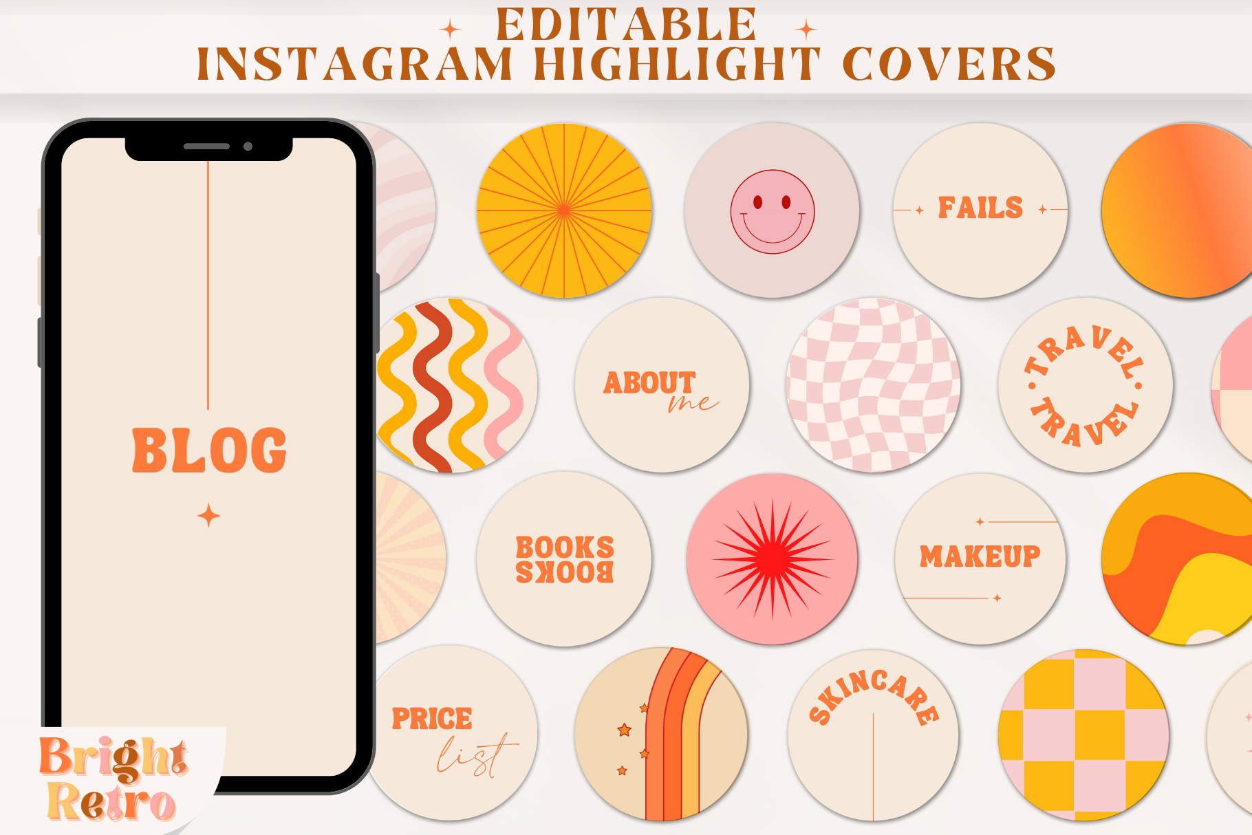 Retro Instagram Highlight Covers, a Social Media Template by Boltik Studio