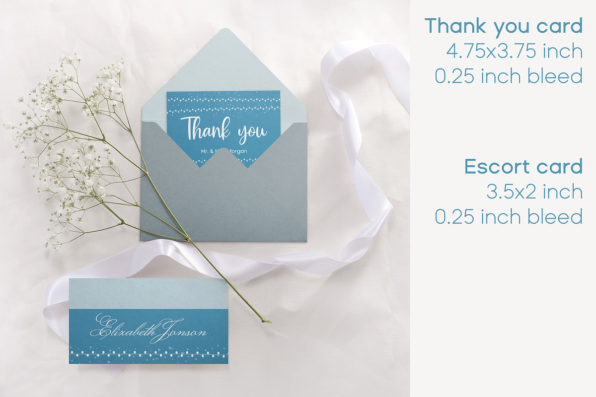 Elegant blue wedding invitation set, an Invitation Template by MariiaVD (Photo 2 of 11)