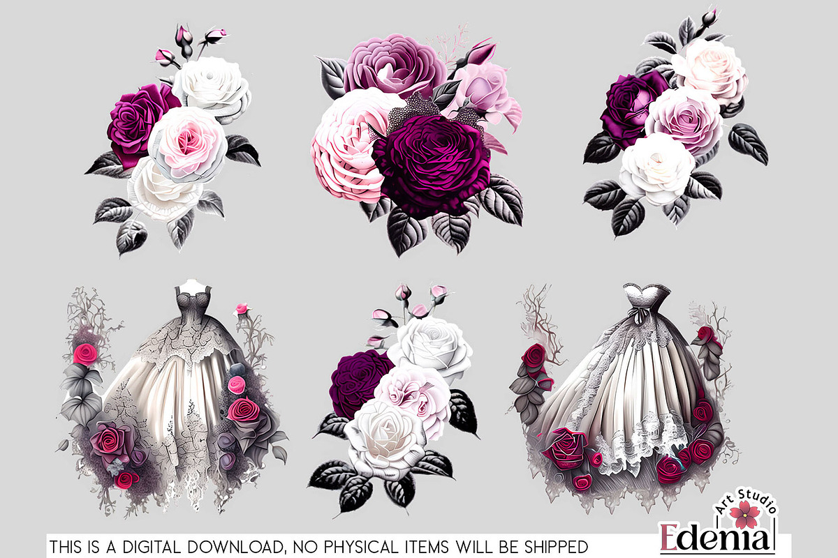 Victorian Gothic Wedding #1 Cliparts, a Seasonal Illustration by EdeniaArtStudio (Photo 8 of 10)