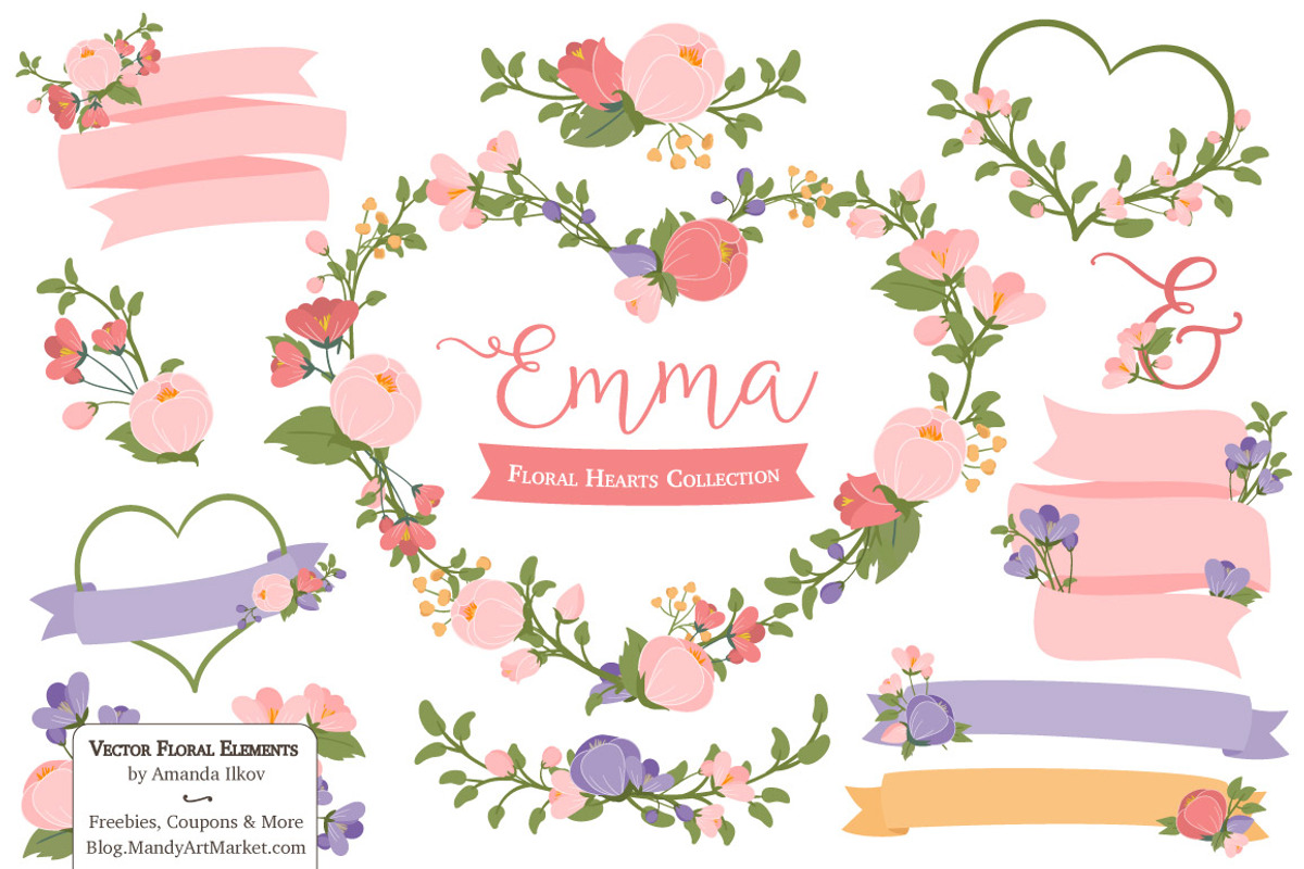 Wildflowers Heart Wreath Clipart, an Illustration by Amanda Ilkov (Photo 1 of 5)
