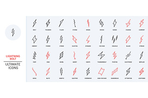 Lightning bolt energy strike icons, an Object Illustration by Lemberg Vector