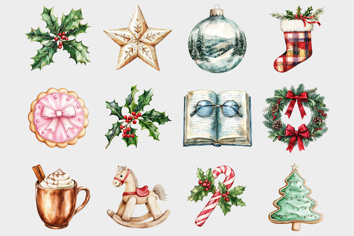 Watercolor Cozy Christmas Clipart, a Seasonal Illustration by Design Market (Photo 2 of 5)