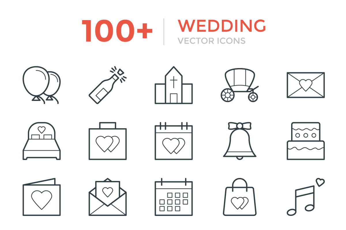 100+ Wedding Vector Icons, an Outline Icon by Vectors Market (Photo 1 of 3)