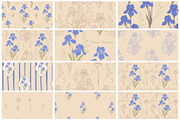 Vintage Blue Irises patterns, a Pattern Graphic by Carpet Tapete Pretzel (Thumbnail 2 of 16)