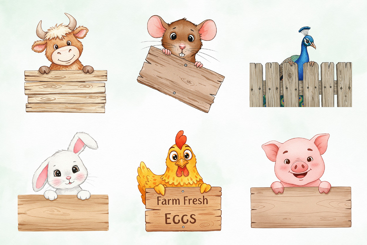 Peeking Farm Animal PNG Clipart, an Illustration by Creative Art (Photo 8 of 9)