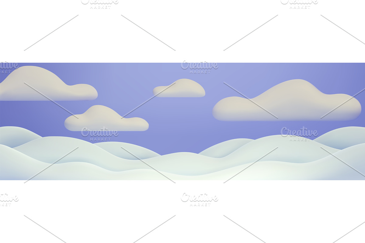 3D white clouds on blue sky, an Illustration by art PVP - market
