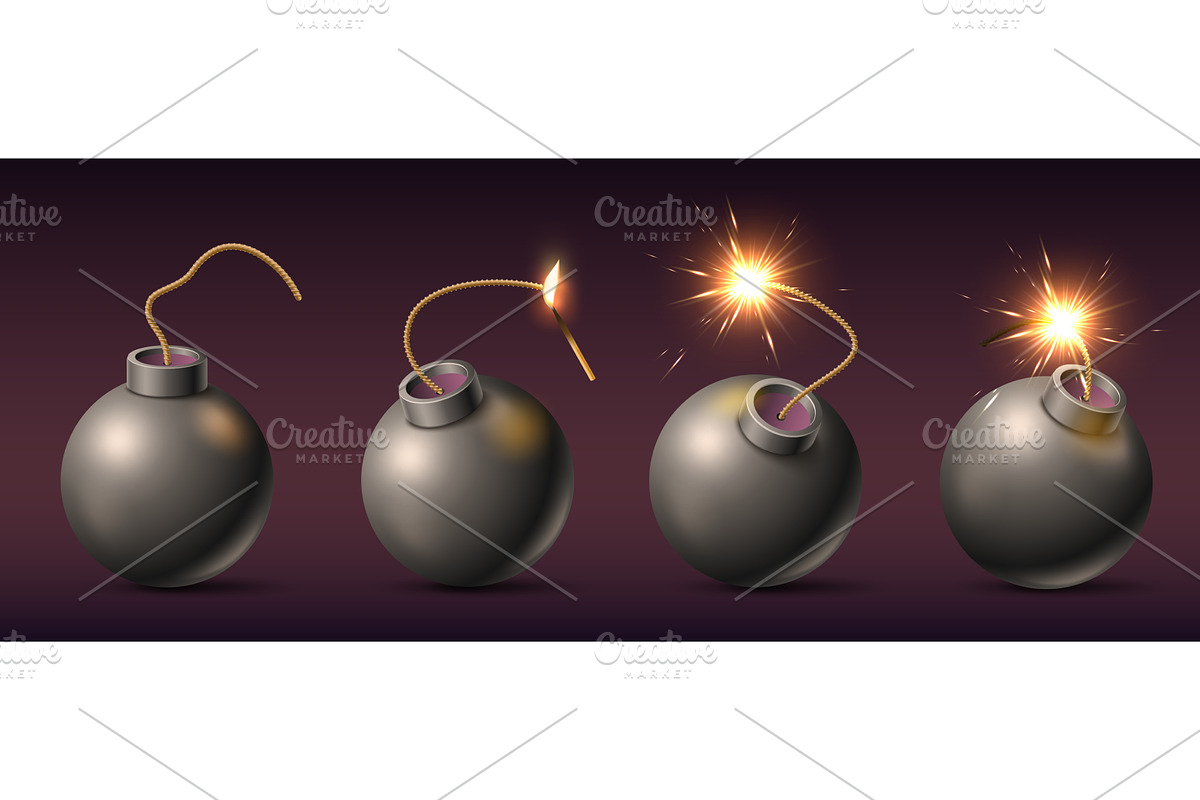 Bomb wick gradual burning. Explosive, an Object Illustration by YummyBuum