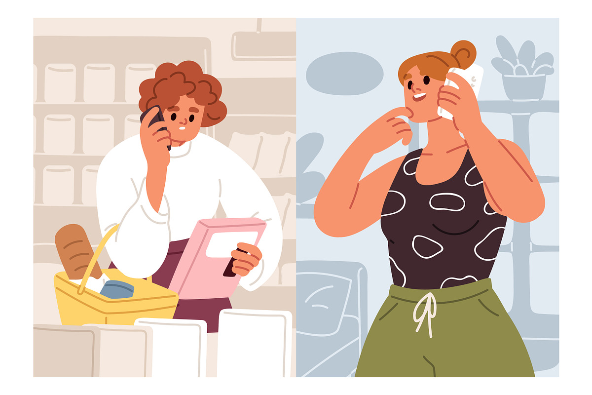 People call and talk on phone set, a Person Illustration by Good Studio (Photo 3 of 7)
