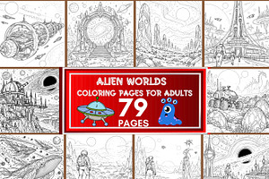 Alien Worlds Coloring Pages Bundle