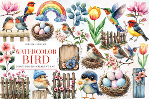 Watercolor Bird Clipart, an Illustration by Designworld