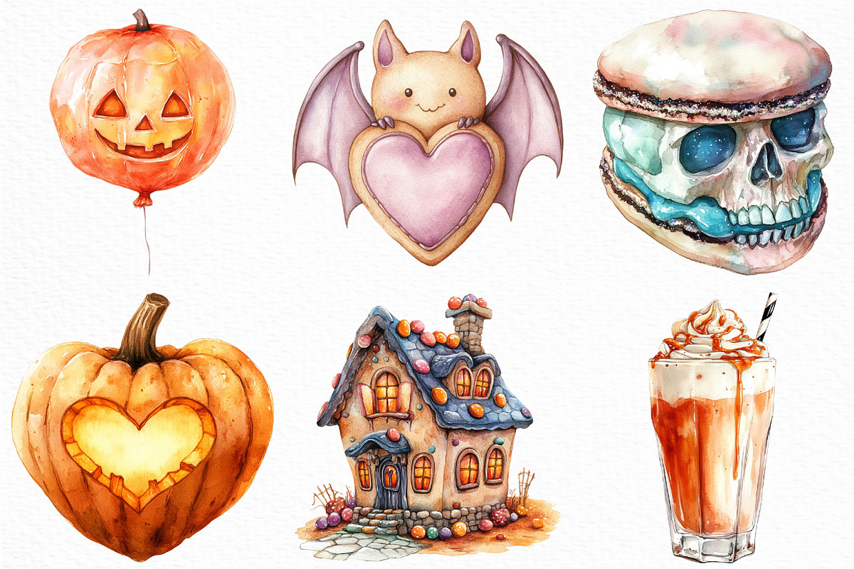 Watercolor Sweet Halloween Clipart, an Illustration by Craft Nest (Photo 5 of 6)