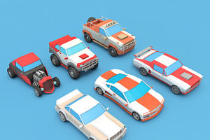 Cartoon Racing Car Pack Low Poly, a Cars & Vehicle 3D Model by Low Poly Lab