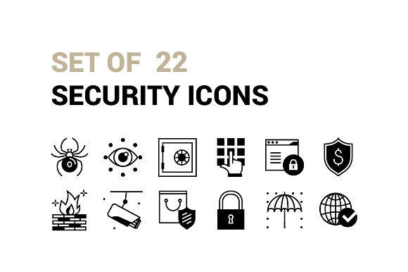Set Of 22 Security Icons.