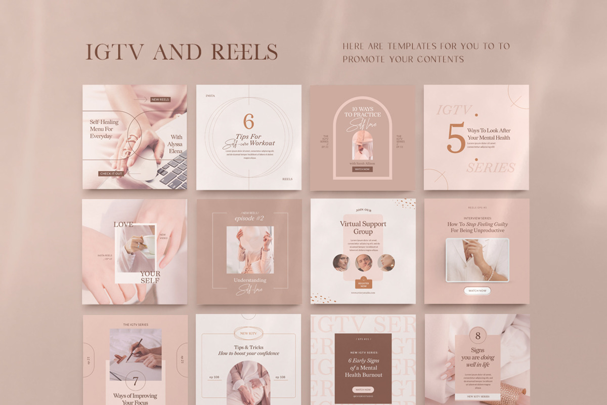 Wellness Instagram Creator CANVA PS, a Social Media Template by Eviory (Photo 10 of 48)