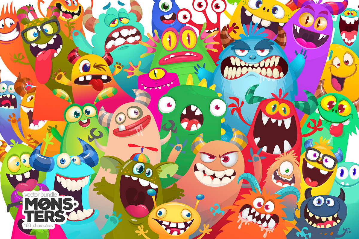 Monster Pack - 135 Cute Monsters, a Decorative Illustration by D R A W K M A N (Photo 20 of 30)