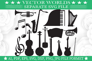 Musical Instruments Svg, Music Svg, an Object Graphic by VectorWorlds