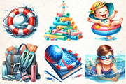 Watercolor Summer Swimming Clipart, an Illustration by DreamCafeArt (Thumbnail 3 of 6)