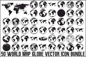 World Map Globe Vector Icon Bundle, an Illustration by Designs_River