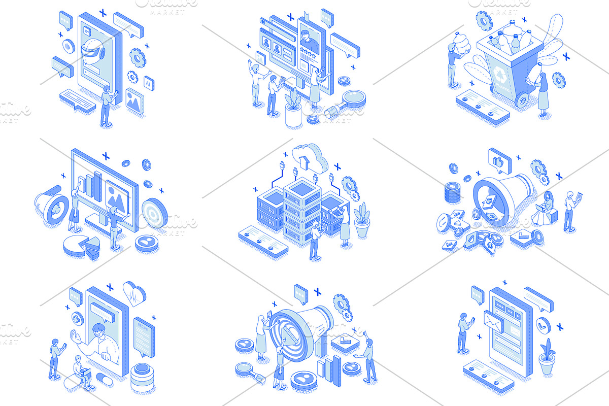 Isometric Illustrations Bundle, a Work Illustration by alexdndz (Photo 2 of 4)