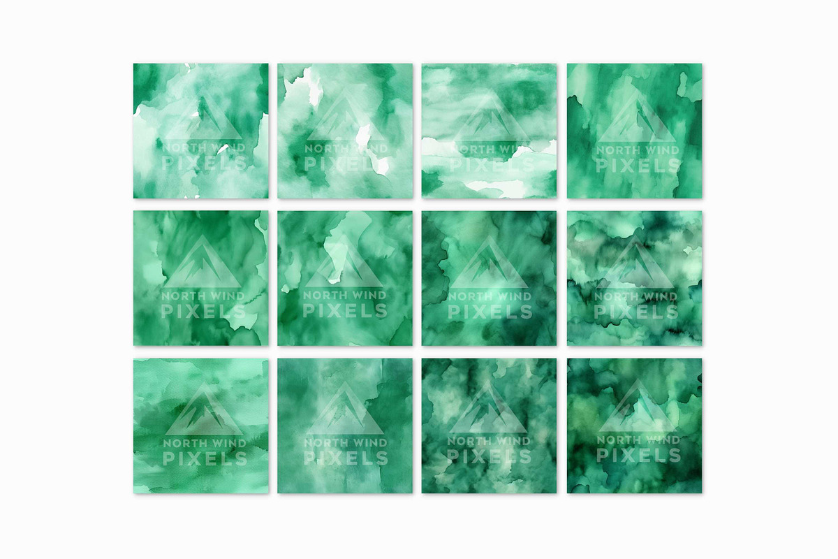 12 Emerald Green Watercolor Patterns, a Pattern Graphic by NorthWindPixels (Photo 2 of 4)