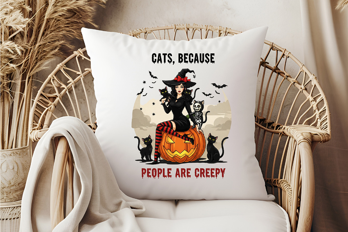 Sarcastic Halloween Cat Witch Creepy, an Illustration by DreamCafeArt (Photo 6 of 7)