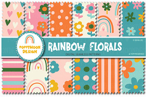 Rainbow Florals paper set
