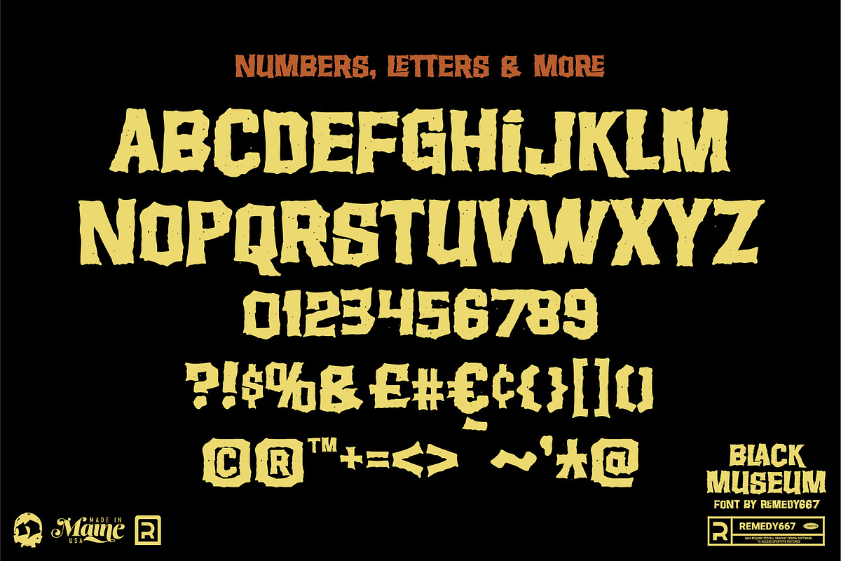 Black Museum - Retro Horror Font, a Sans Serif Font by Remedy667 (Photo 6 of 6)