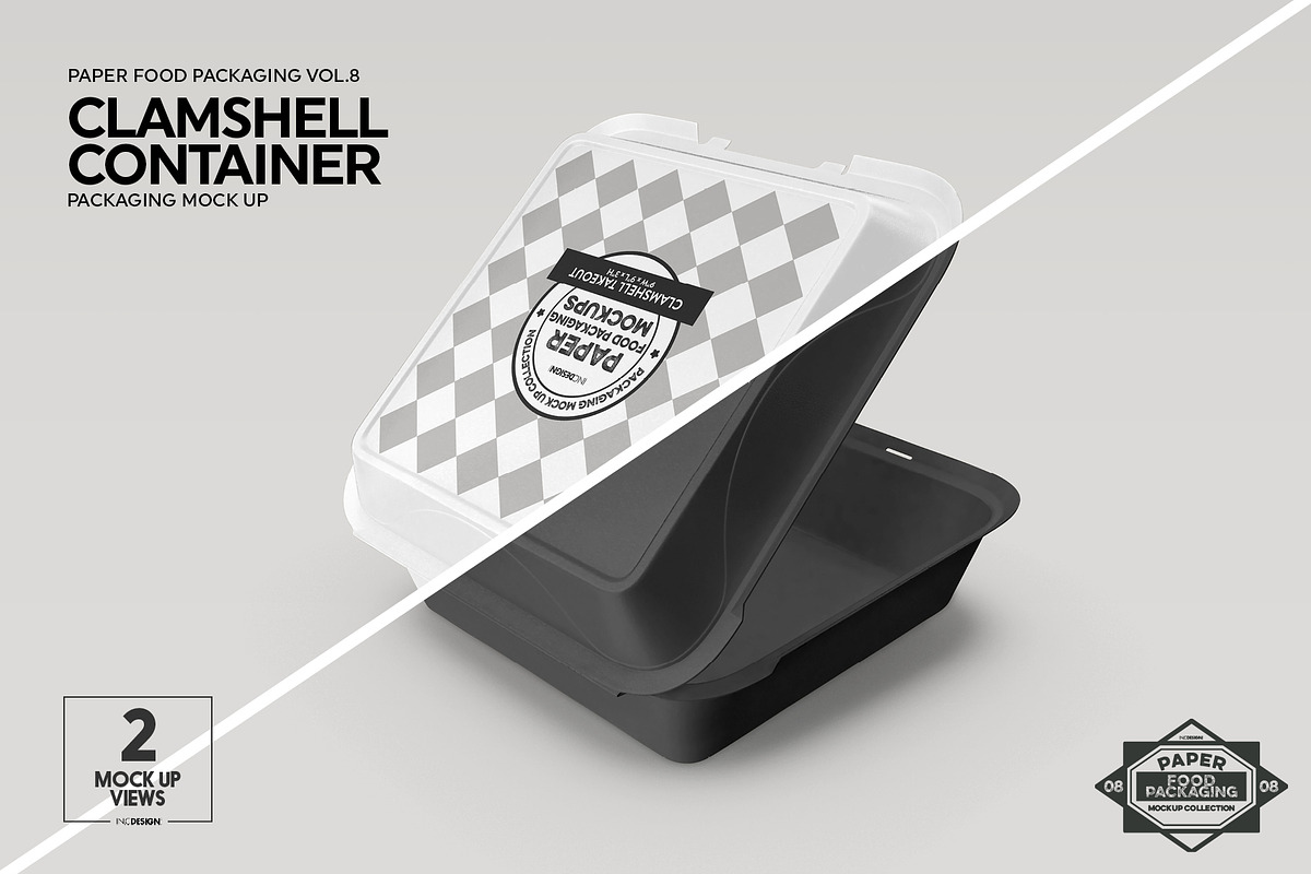 Paper Clamshell Packaging Mockup, a Cups & Container Mockup by INCDesign (Photo 4 of 6)