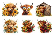 Watercolor Sunflower Highland Cow, an Illustration by CreationArt (Thumbnail 5 of 5)