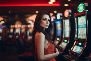 Woman Casino Collage. Generate Ai