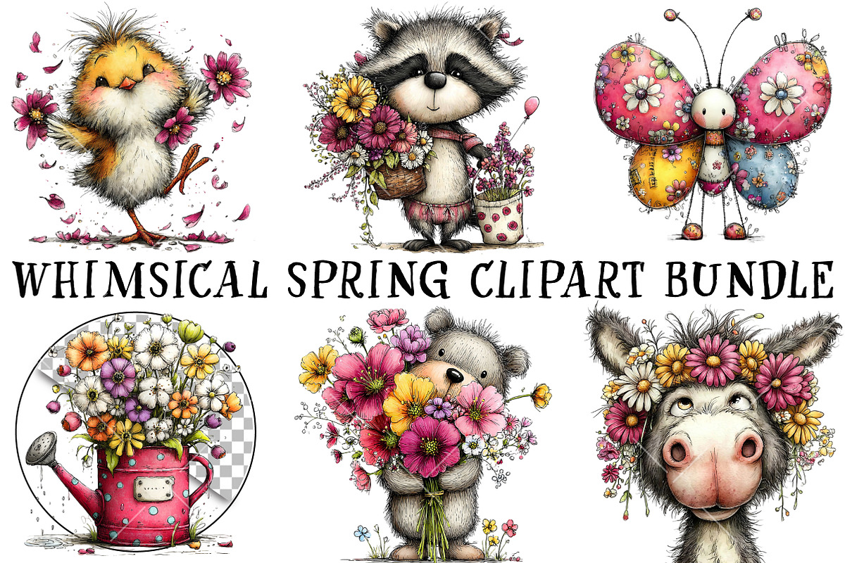 Whimsical Spring Clipart Bundle, an Illustration by OK Design (Photo 2 of 6)