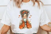 Whimsical Valentine Coffee Girl Clip, an Illustration by designcity5 (Thumbnail 3 of 5)