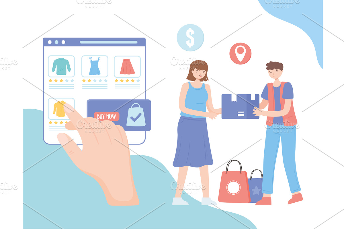 online shopping market, a Person Illustration by studiogstock